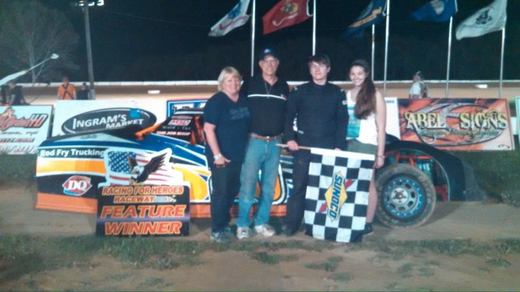 Joe and family in victory lane on May 8th 2015.